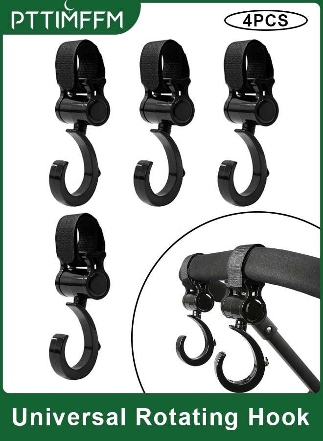 PTTIMFFM 4-Pack Universal Rotating Hook Set, Adjustable Heavy-Duty Hooks with Velcro Straps for Golf Carts & Strollers, Ideal for Hanging Bags, Towels, Hats & Essentials - Image 1